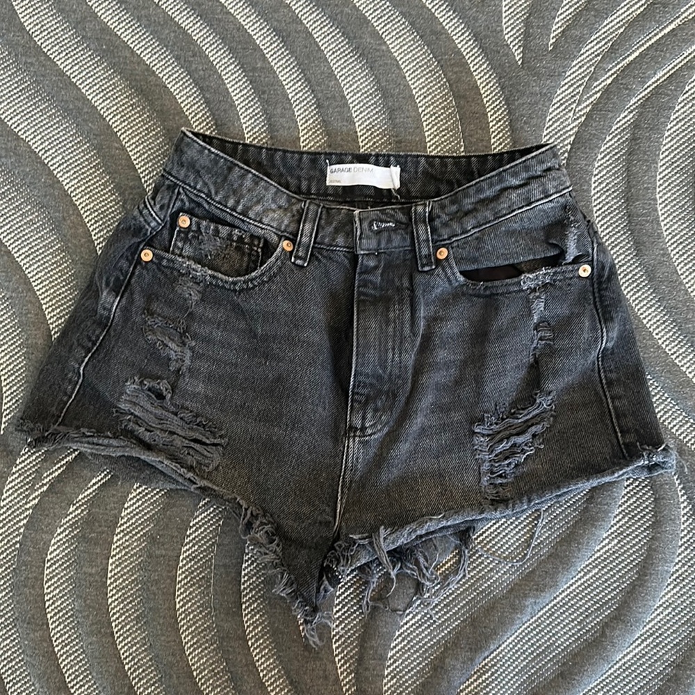 black jean shorts